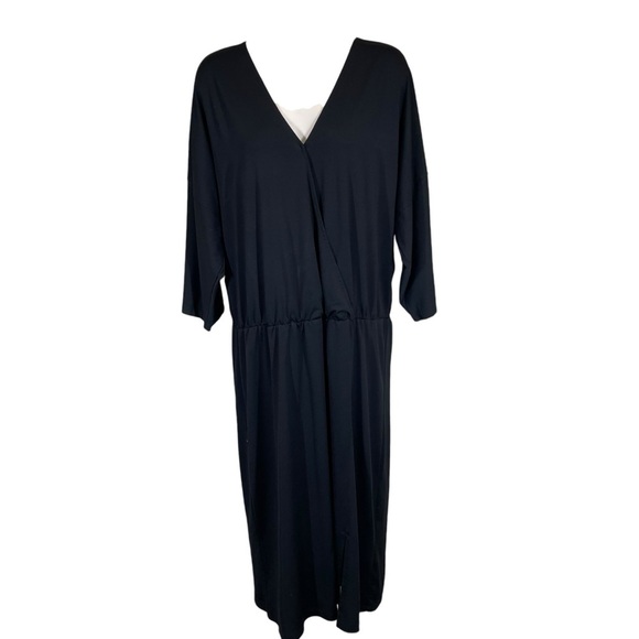 Eloquii Black V-Neck midi dress women’s size 16 stretch - Picture 1 of 8